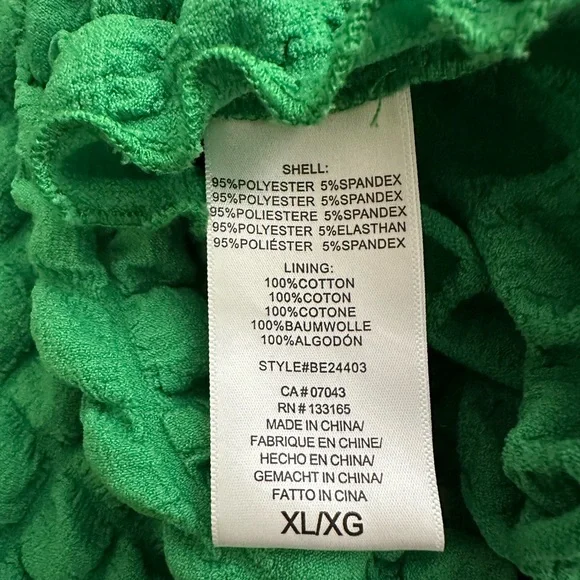 Anthropologie Eri + Ali Green Textured Puff-Sleeve Top XL - Picture 8 of 8